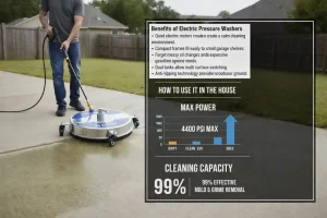 This image is showing the product name and the 5 benefits Best Rated Electric Pressure Washer