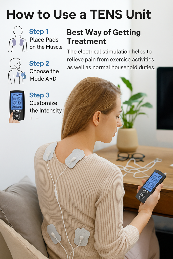 Power/Spec: Dual-channel TENS + EMS, rechargeable. Usage Time: Several hours on one charge. Price Range: Around $45–$50. Warranty/Support: Includes standard return and support.
