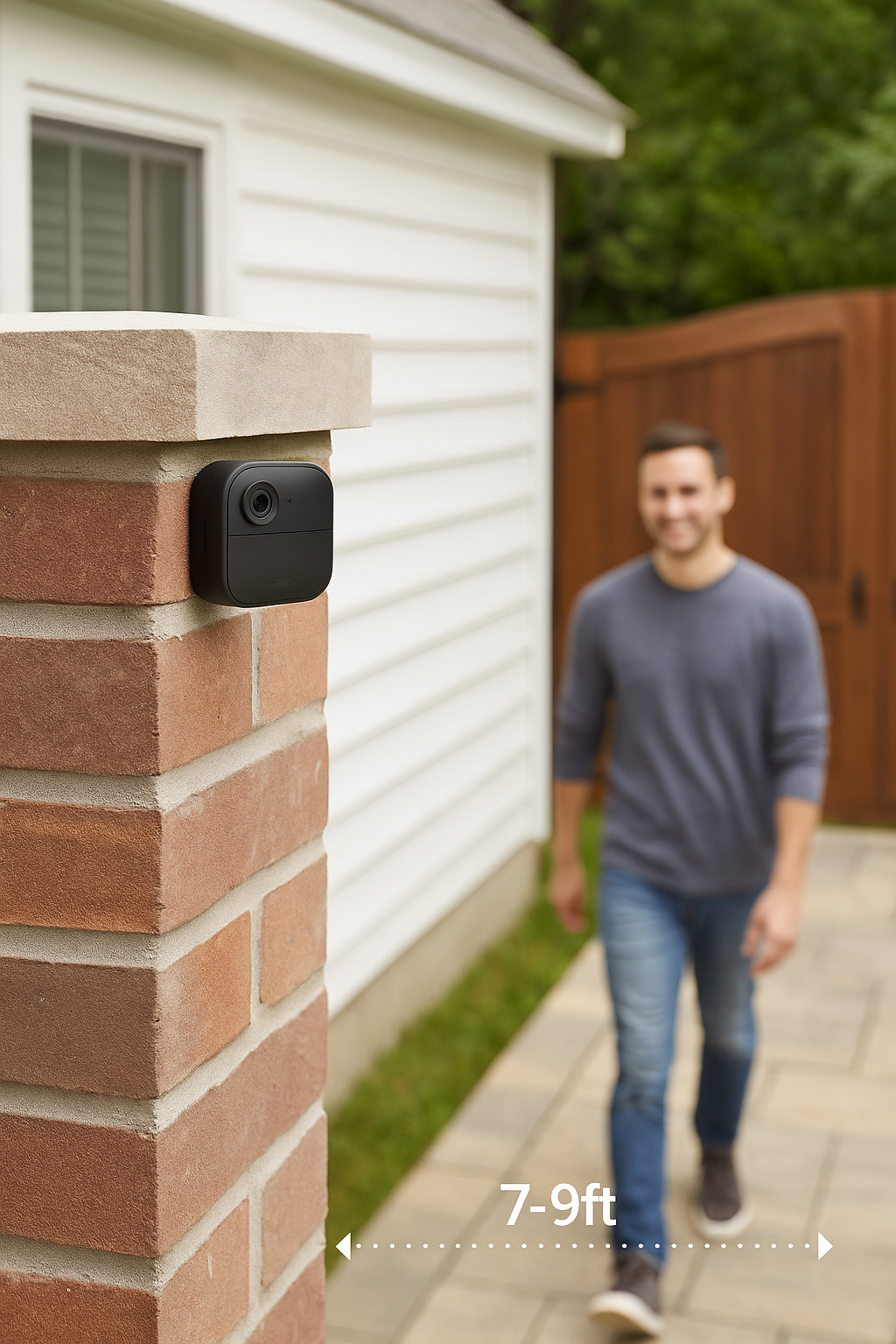 Camera name: Blink Outdoor 4.
Indoor/outdoor: Outdoor.
Price range: $99–$119.
Warranty/Support: 1‑year U.S. warranty; Amazon & Blink.
Best for: Driveways, gate areas.
Best placement: 8–10 ft high on eaves.
Storage type: USB local + cloud.
Availability: Wide Amazon inventory.