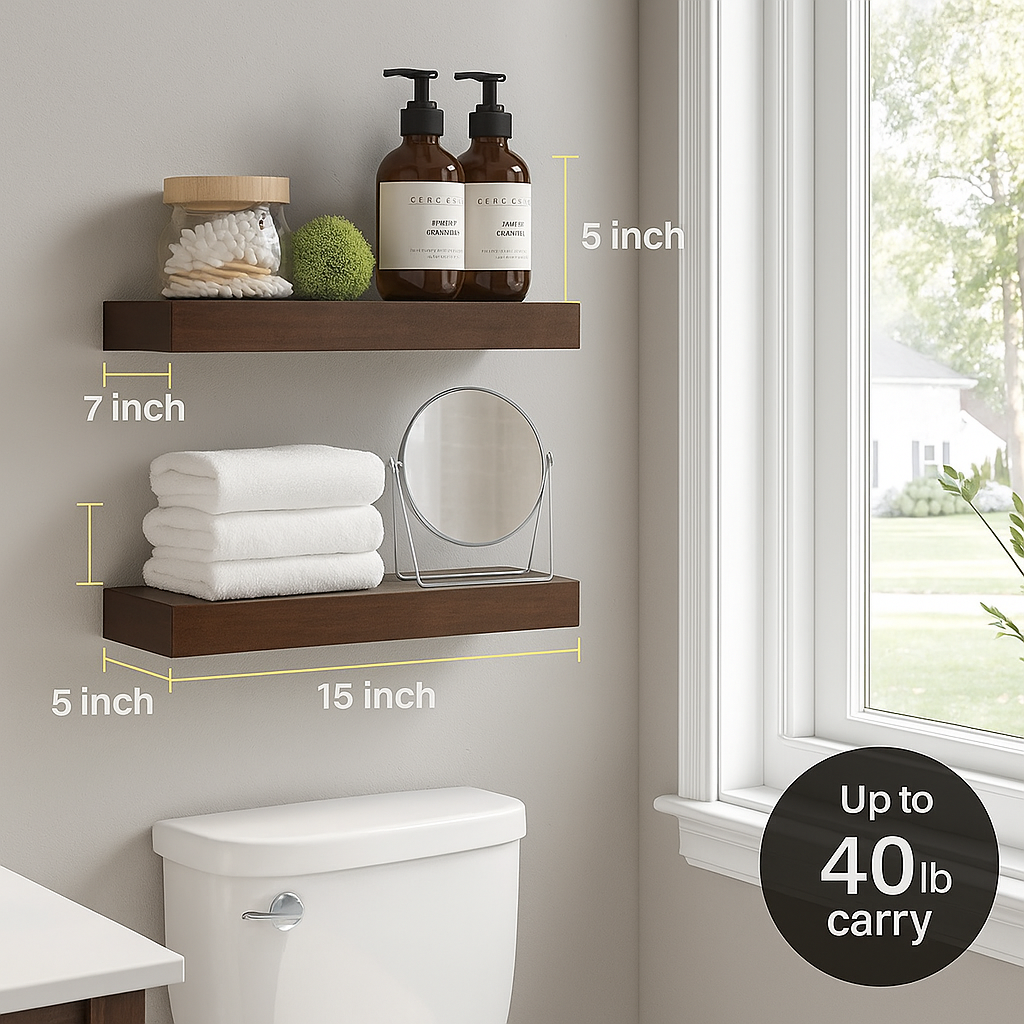 Wood Type: Solid walnut. Ply: Not applicable (solid). Price Range: $70–$85. Warranty/Support: 2-year. U.S. Amazon support. Size Options: 18″, 24″, 30″ widths. Waterproof: Oil-sealed for light moisture.