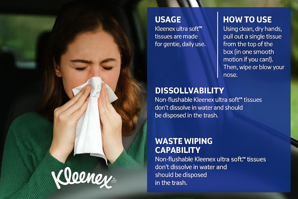 Best Usage: Facial tissues on the go. Ingredients: High-quality paper fibers. Price Range: $8 to $12 per pack of 10. Smell: Unscented. Layers: 2-ply. Softness: Very soft. Dissolvability: Not designed for septic systems.