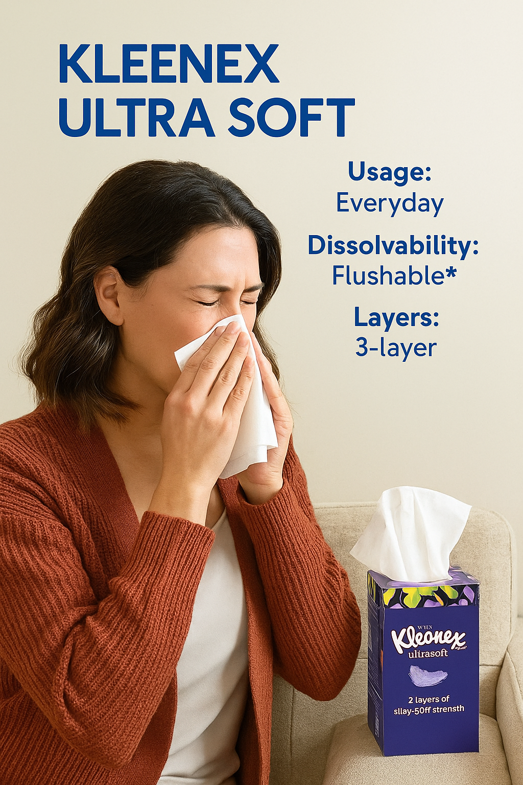 Best Usage: Allergy and cold seasons.
Ingredients: High-quality pulp fibers.
Price Range: $12 to $18 per 6-pack.
Smell: Mostly unscented.
Layers: 2-ply.
Softness: Ultra soft.
Dissolvability: Not for septic tanks.