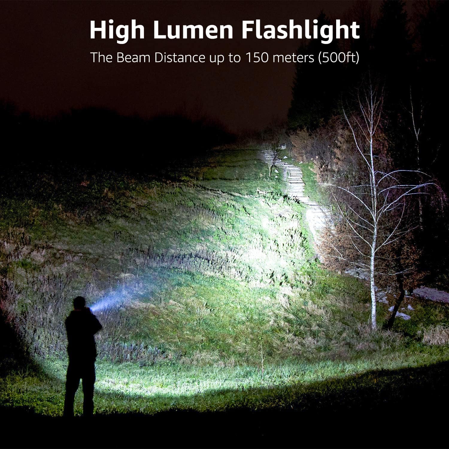 Power/Spec: 1800 lumens, zoom, 5 modes.
Made In: Designed in USA.
Price Range: $35–$45.
Warranty/Support: 1‑year U.S. support via Amazon.
Best For: Camping, hiking, outdoor work.
Setup Time: 2 minutes with battery install.
Lumens: 1800.
Battery Type: 1× 18650 (not included).
Use Case: Campsite, yard, repair tasks.