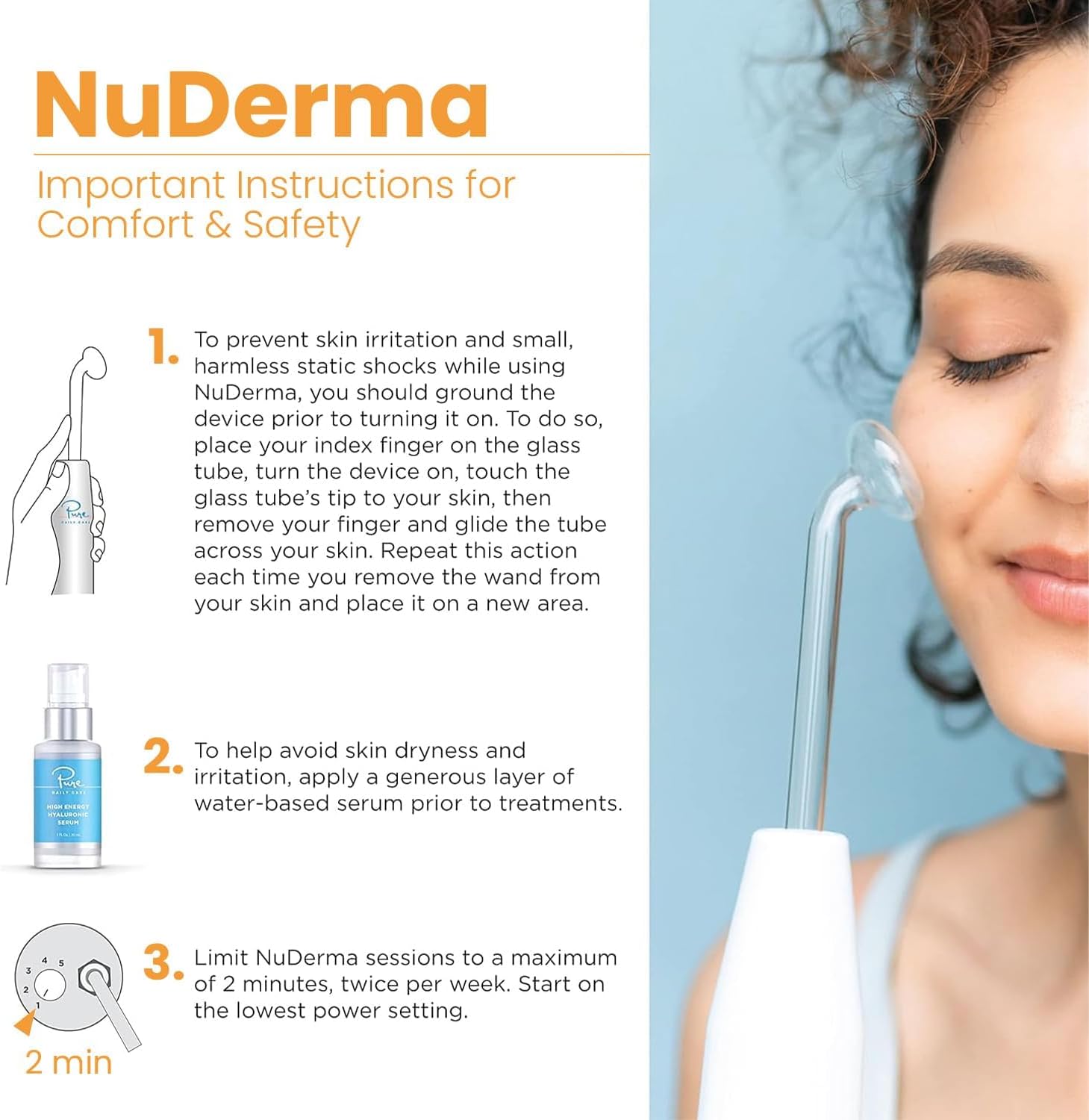 Power/Spec: Neon high-frequency system with 4 glass electrodes. Usage Time: 5–10 minutes per session, 3–5 times weekly. Price Range: $70–100. Best for: Anti-aging, fine lines, and skin tightening. Warranty/Support: 1-year limited warranty with U.S. customer support. Setup Time: Less than 2 minutes. Wavelengths: Neon orange-red spectrum for skin rejuvenation.