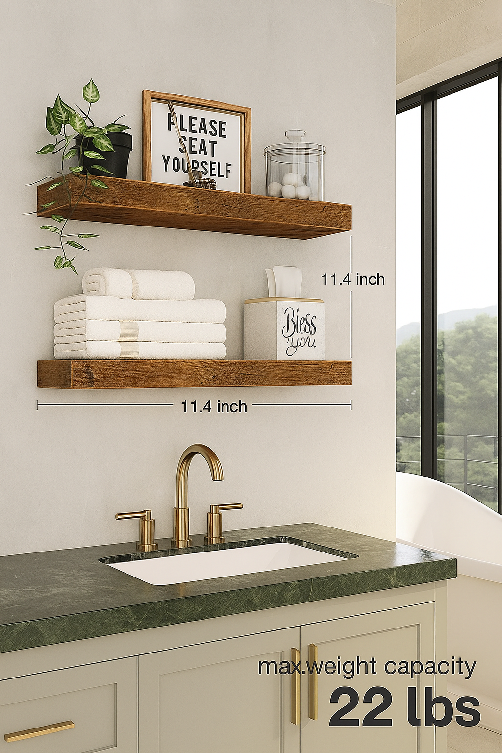 Wood Type: MDF with walnut-style veneer.
Ply: Thick medium-density.
Price Range: $22–$36.
Warranty/Support: 18-month limited warranty, U.S. supported.
Size Options: Single or set of 2.
Waterproof: Water-resistant surface, not fully waterproof.