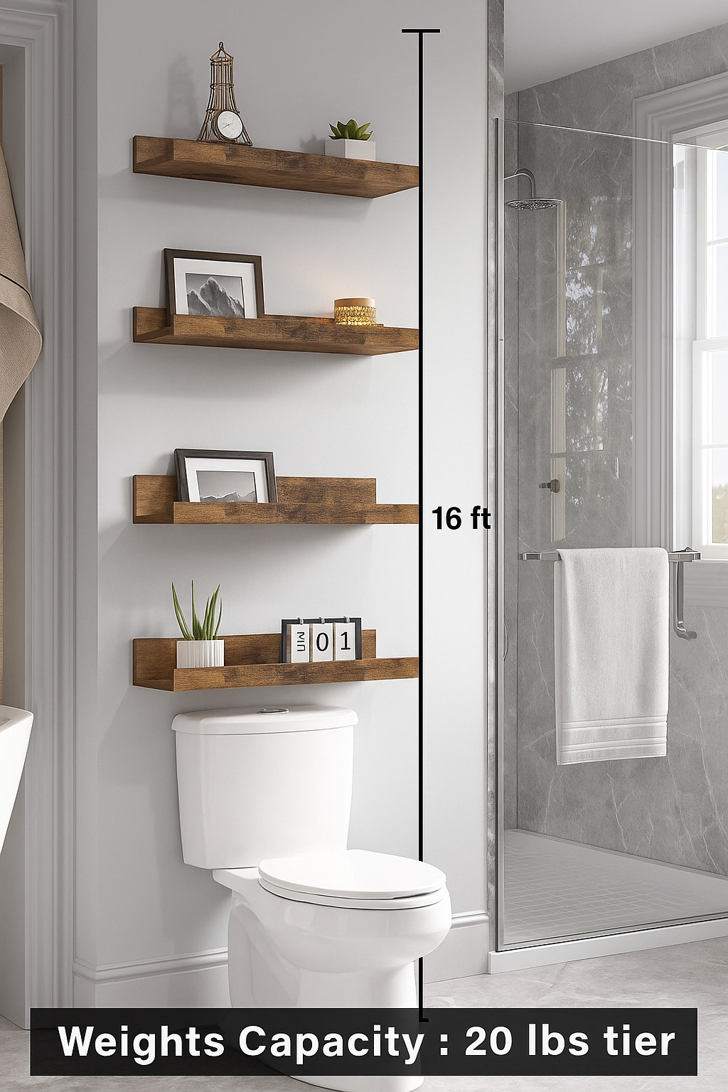 Wood Type: Engineered wood with veneer.
Ply: Lightweight medium-density board.
Price Range: $19–$35.
Warranty/Support: 12-month support available in the U.S.
Size Options: Available in 3-shelf sets.
Waterproof: Water-resistant surface, wipe-clean friendly.