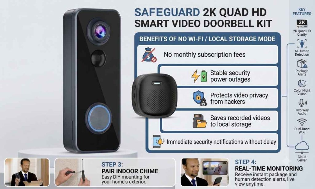 This image shows the benefits. Best doorbell camera without wifi