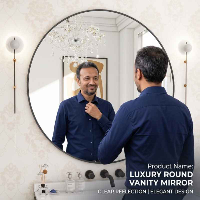 This image shows the product name and how it operates. Best Illuminated Bathroom Mirrors