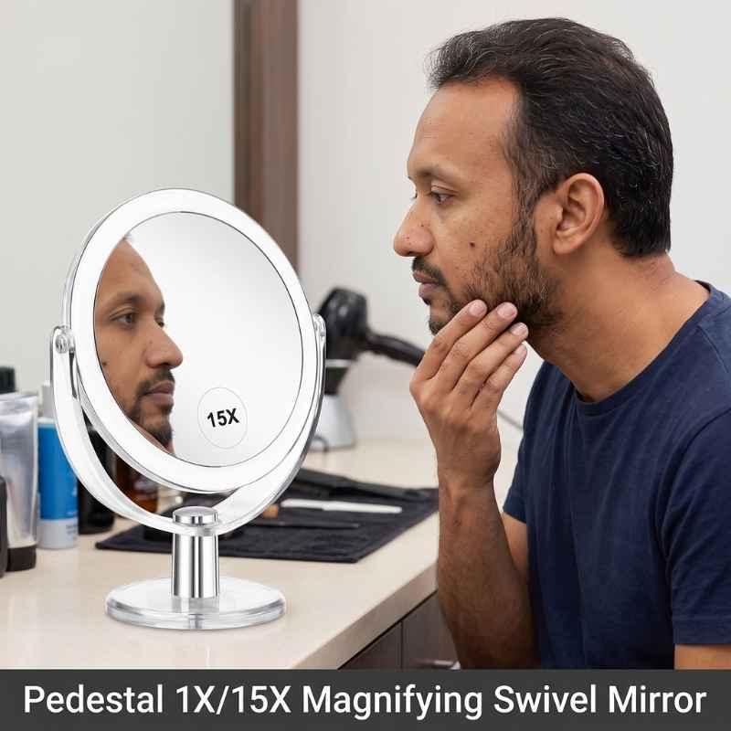 This image shows the product name and how it operates. Best Illuminated Bathroom Mirrors