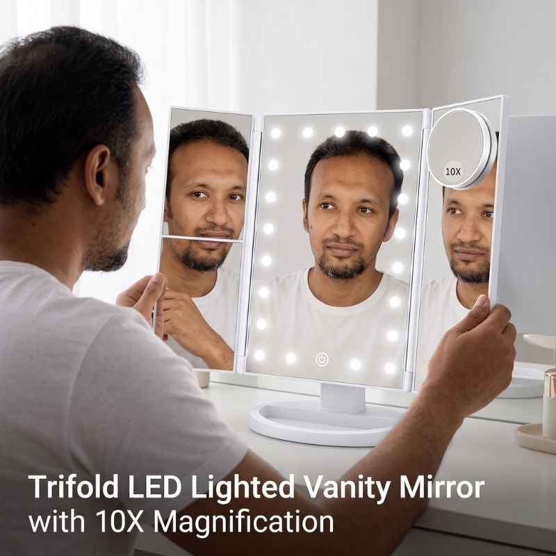 This image shows the product name and how it operates. Best Illuminated Bathroom Mirrors