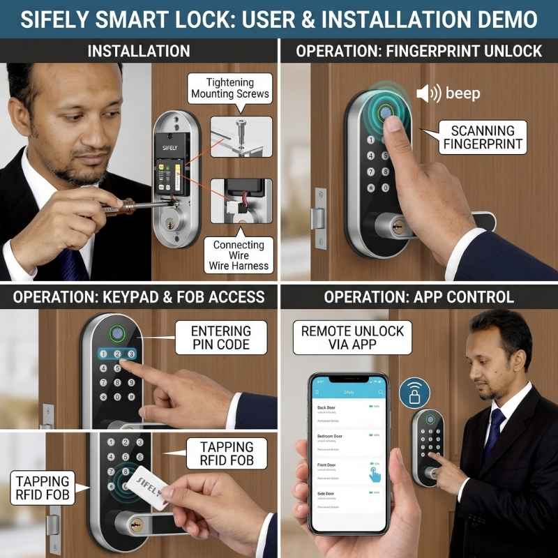 This image shows how this product operates. Best Smart Lock for House