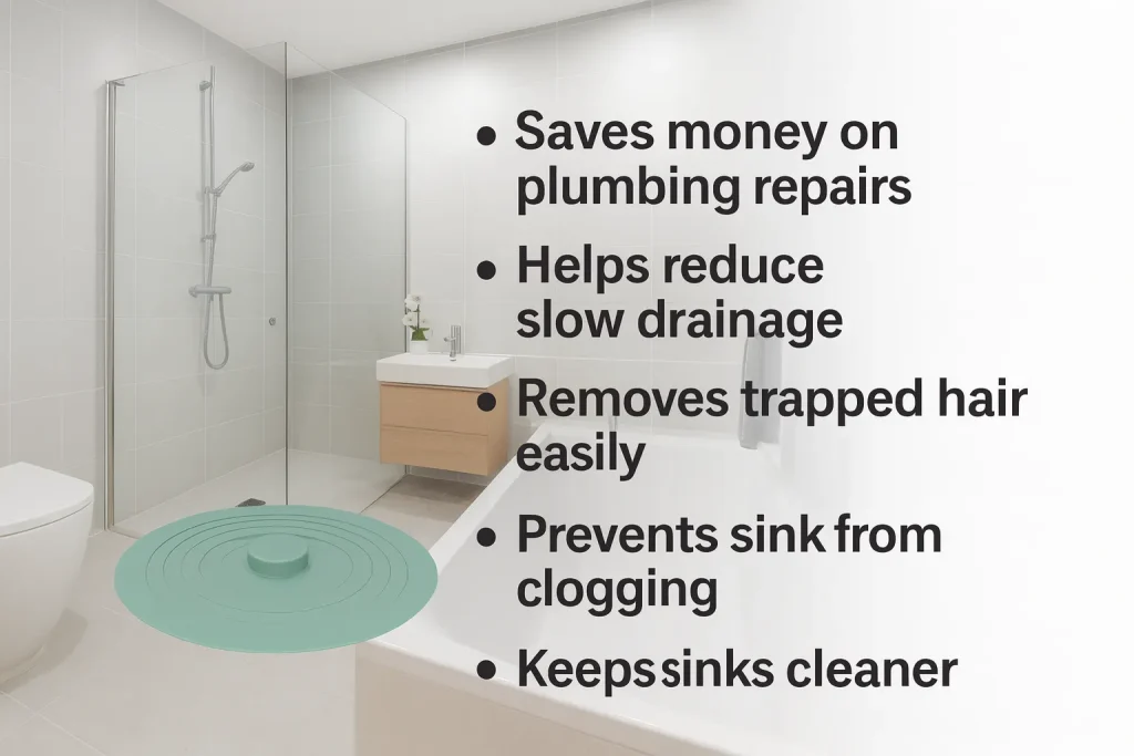 Image is showing the benefits of hair catcher Best hair catcher for bathroom sink