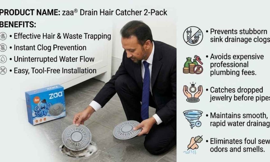 This image shows how hair catcher operates. Best hair catcher for bathroom sink