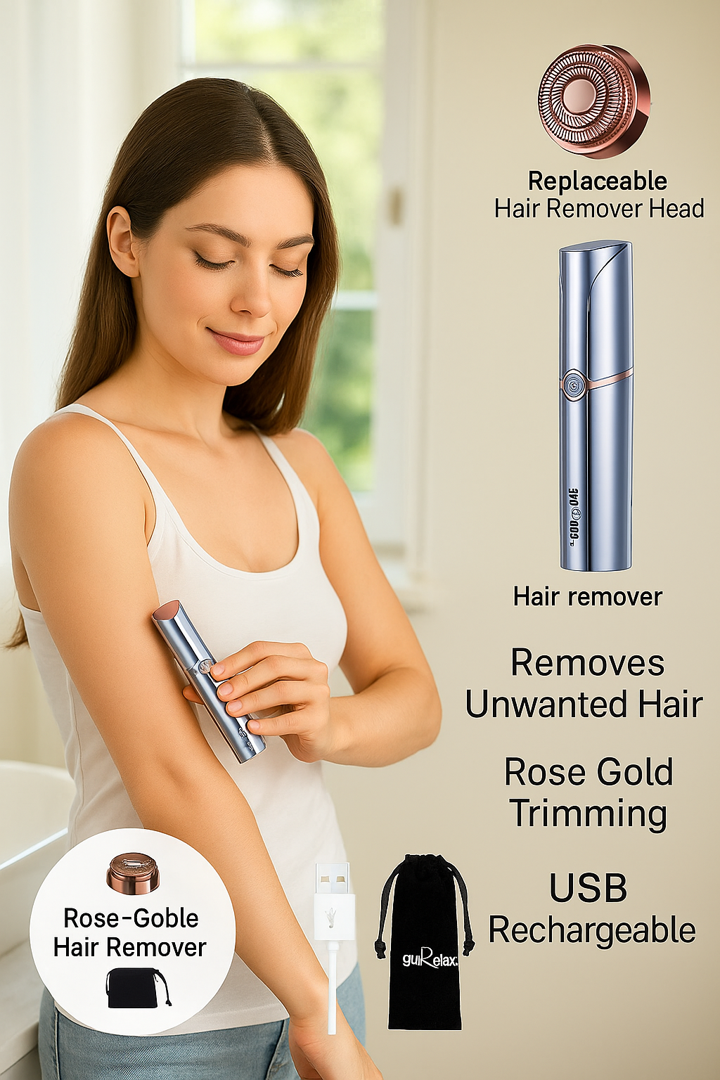 Power/Spec: 1 AAA battery.
Usage Time: 90 minutes per battery.
Price Range: $14–$22.
Warranty/Support: 1-year. US help line.
Best for: Cheeks, lip, jawline.
Setup Time: 1 minute.
Cooling System: None.
Flash Count: Not needed.