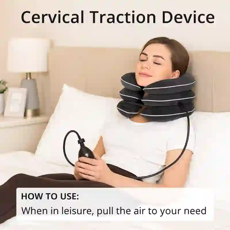 Ergonomic Design. Adjustable Traction Levels via inflation. Price Range: Budget-friendly option. Warranty/Support: Standard assistance. Best For: Mild to moderate neck tension and travel use. Portable & Lightweight. Durable Materials. Quick Setup & Use. Multi-Functionality. Pain & Tension Relief. Posture Improvement. Safe & Controlled Stretch.