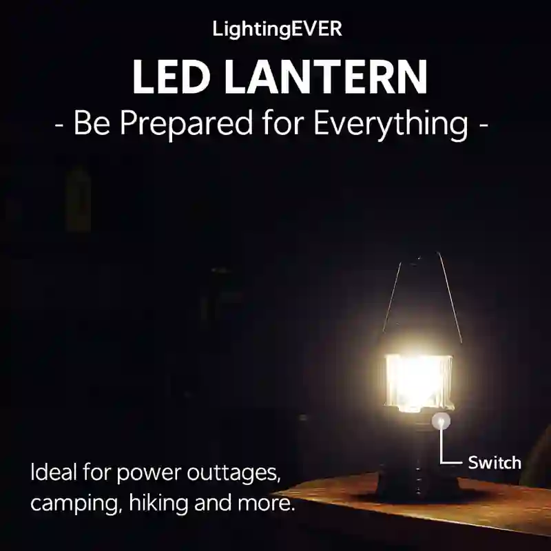 Power/Spec: 500 lumens. Made In: China. Best For: Camping, emergency kits, power outages. Setup Time: 1 minute. Price Range: $20 to $35. Warranty/Support: One-year warranty. Battery Type: AA. Use Case: Outdoor use, emergency lighting, travel kits.