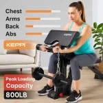Image is showing the product name KeppiFitness Adjustable Multi-Angle Weight Bench - Leg Extension Attachment - Black and its usage Best leg press for home gym