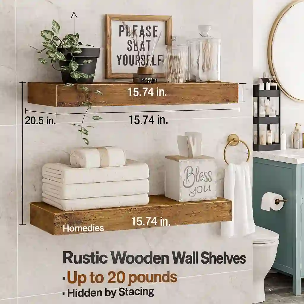Power/Spec: MDF with protective coating.  Made In: China.  Best For: Modern and compact bathrooms.  Setup Time: 15–20 minutes.  Price Range: $25–$45 depending on configuration.  Warranty/Support: Standard coverage.  Battery Type: None.  Use Case: Wall-mounted storage and décor.