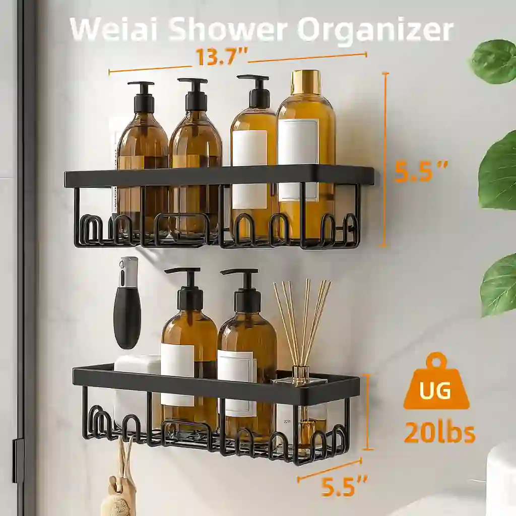 Power/Spec: Rustproof stainless steel.  Made In: China.  Best For: Multi-user bathrooms.  Setup Time: 10 minutes.  Price Range: $39.99–$44.99.  Warranty/Support: Standard limited warranty.  Battery Type: None.  Use Case: Flexible storage in wet areas.