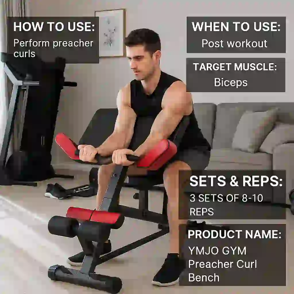 Image is showing the product name and it's usage Best chest exercise machine