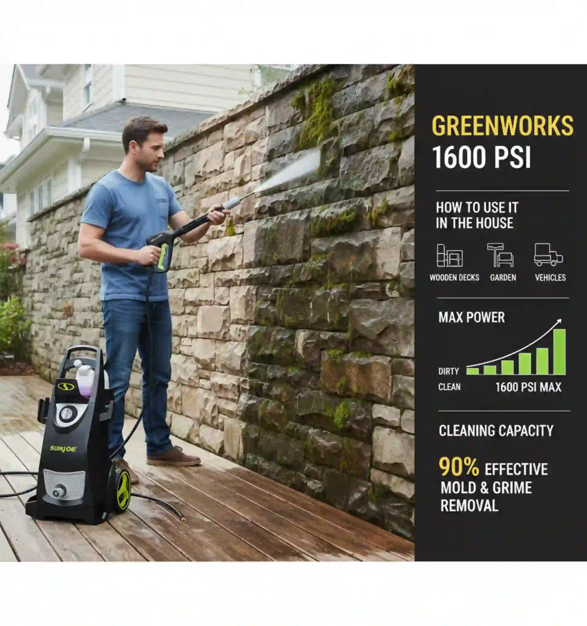 This image is showing the product name and how it operates Best Rated Electric Pressure Washer