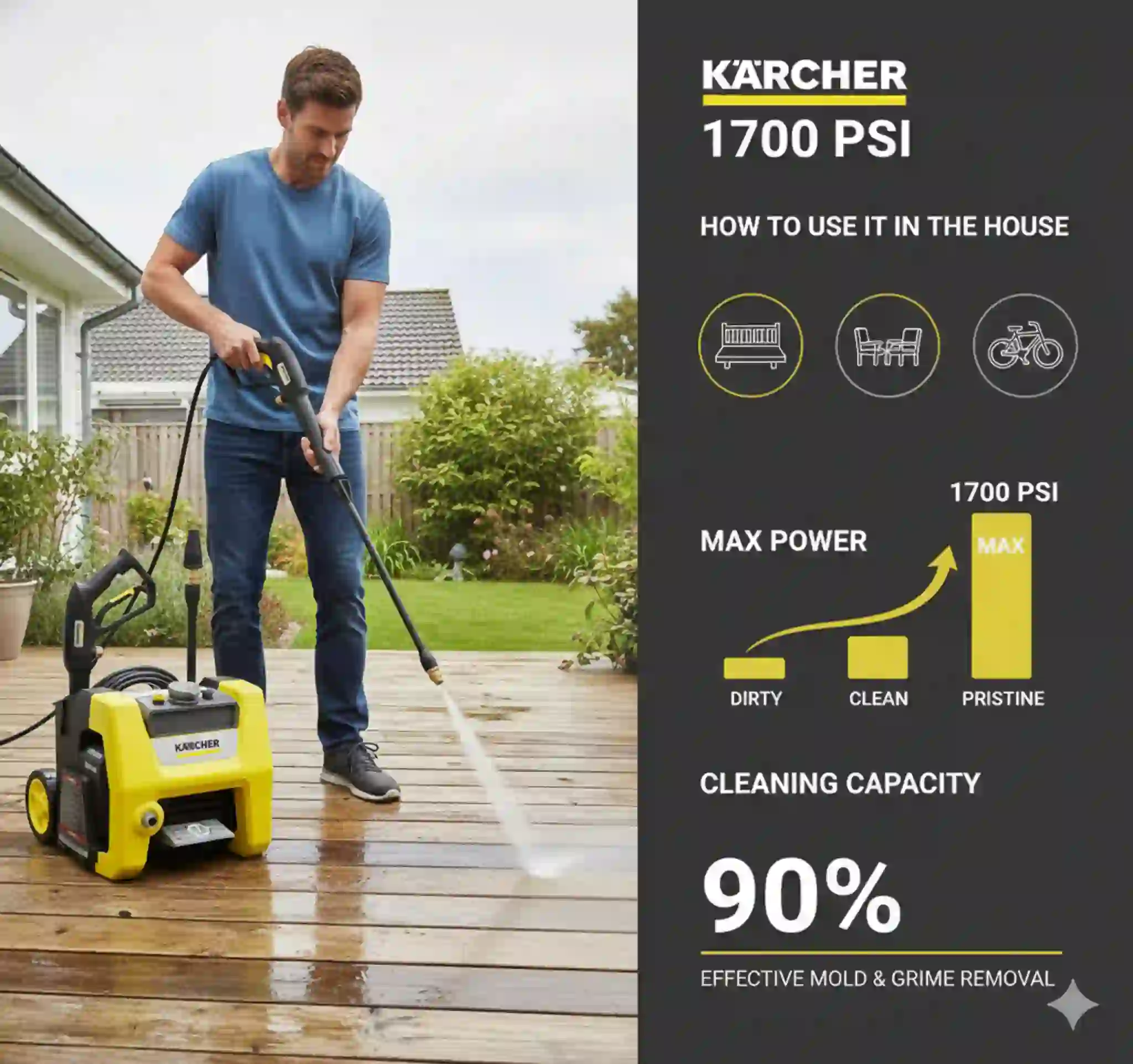 This image is showing the product name and how it operates Best Rated Electric Pressure Washer