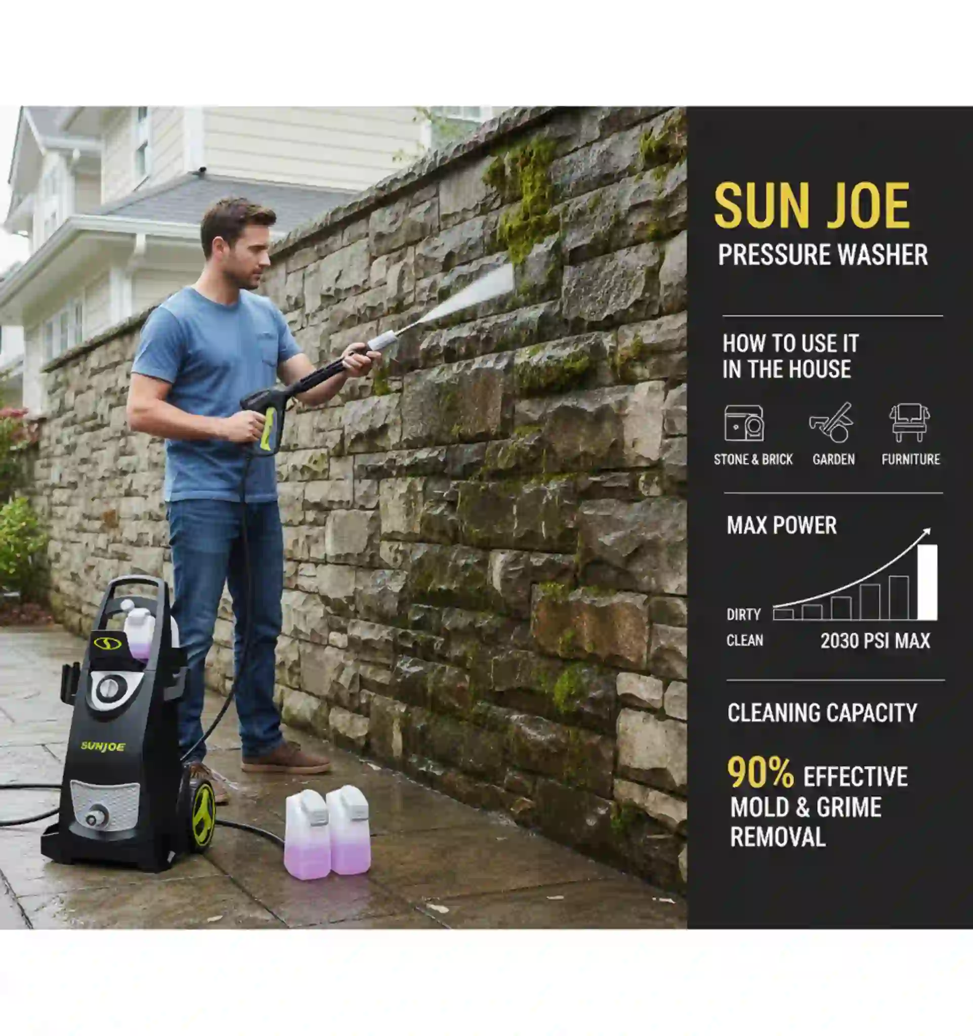 This image is showing the product name and how it operates Best Rated Electric Pressure Washer