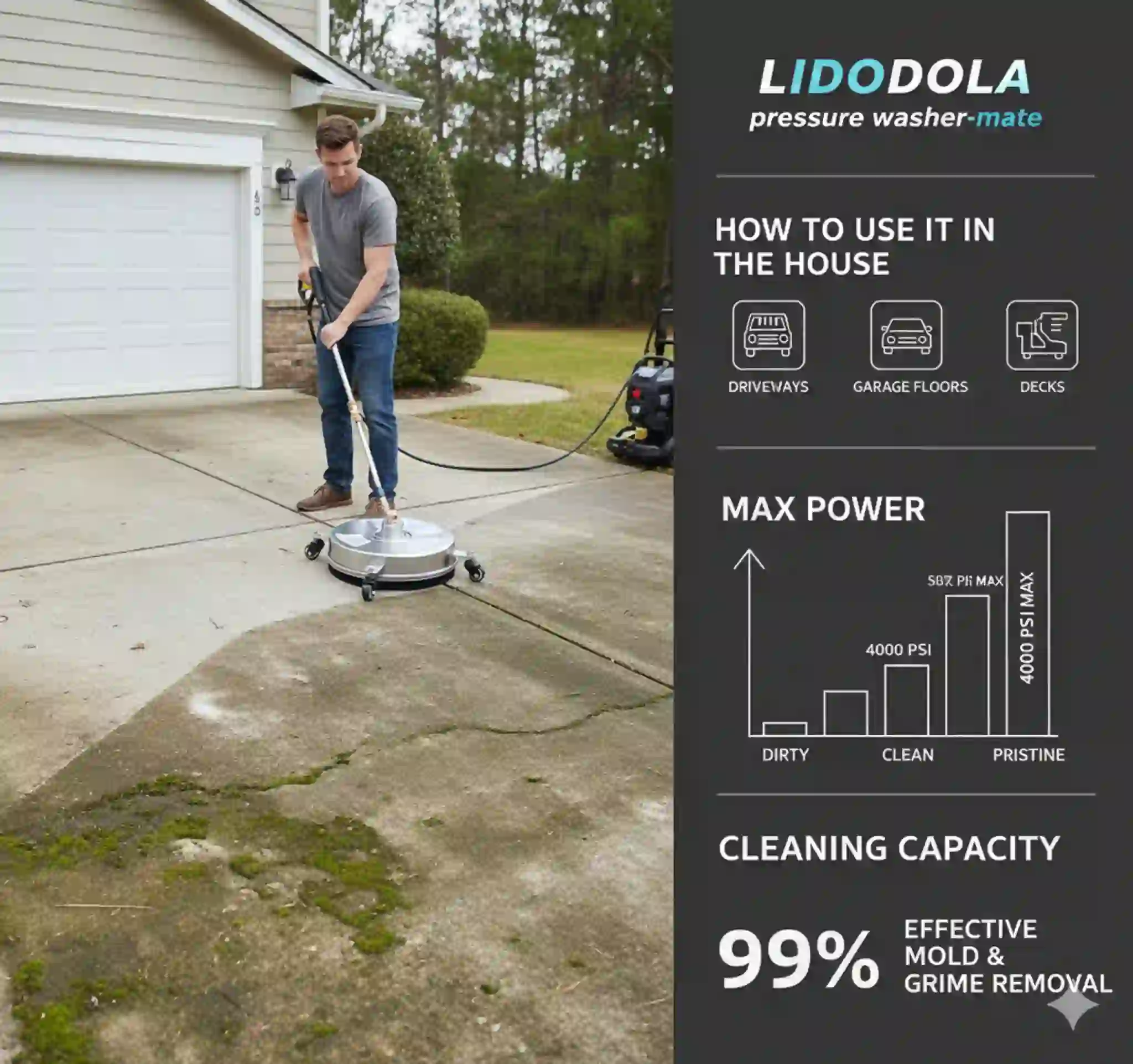 This image is showing the product name and how it operates Best Rated Electric Pressure Washer