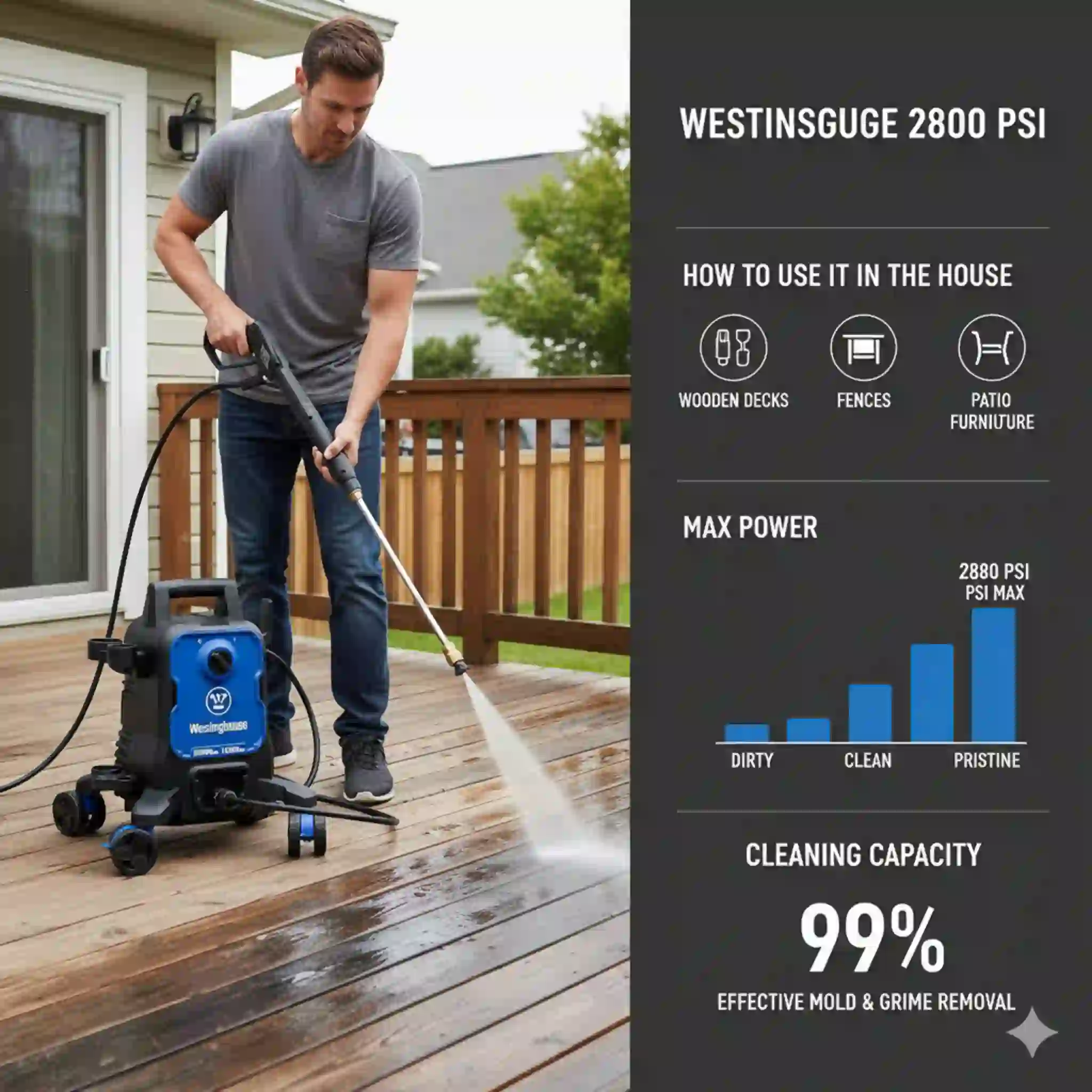This image is showing the product name and how it operates Best Rated Electric Pressure Washer