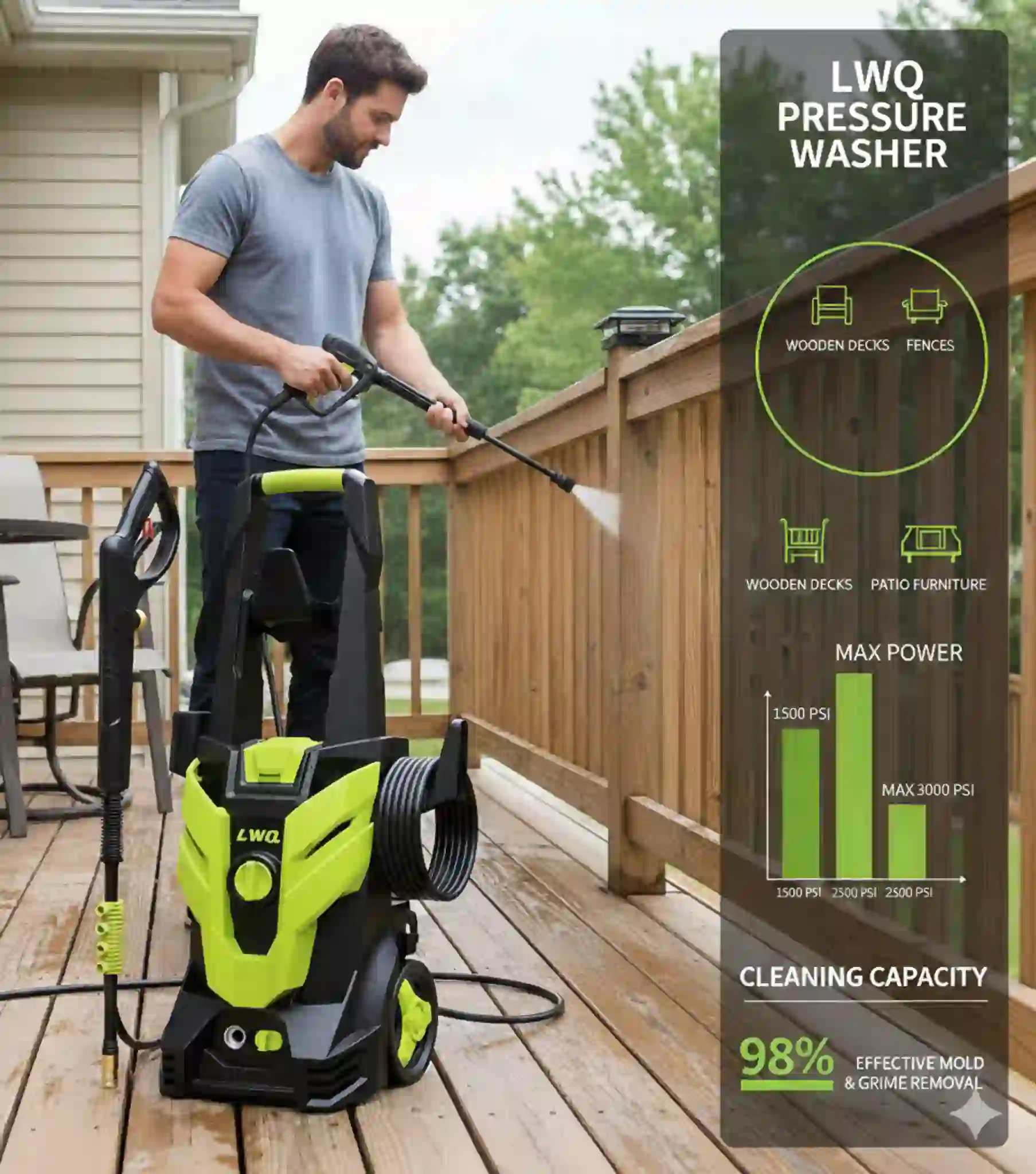 This image is showing the product name and how it operates Best Rated Electric Pressure Washer