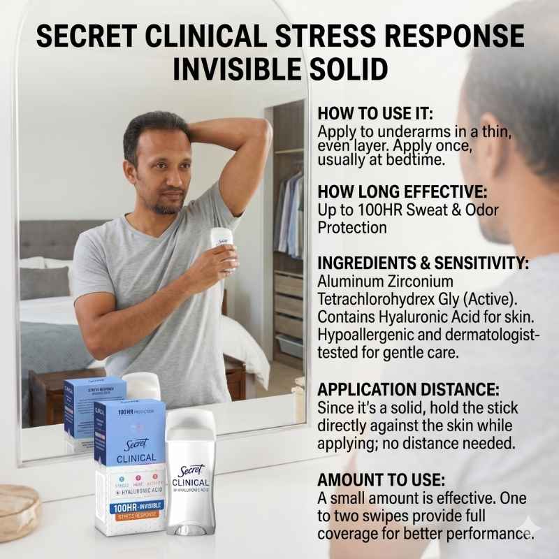 This image shows the product name and how it operates. Best deodorant to stop sweating