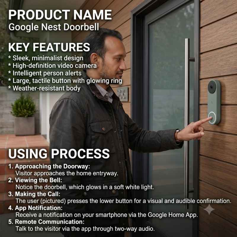 This image shows the product name and its usage. Best doorbell camera without wifi