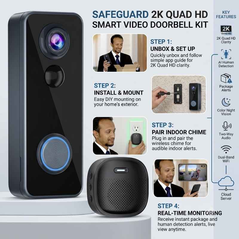 This image shows the product name and its usage. Best doorbell camera without wifi