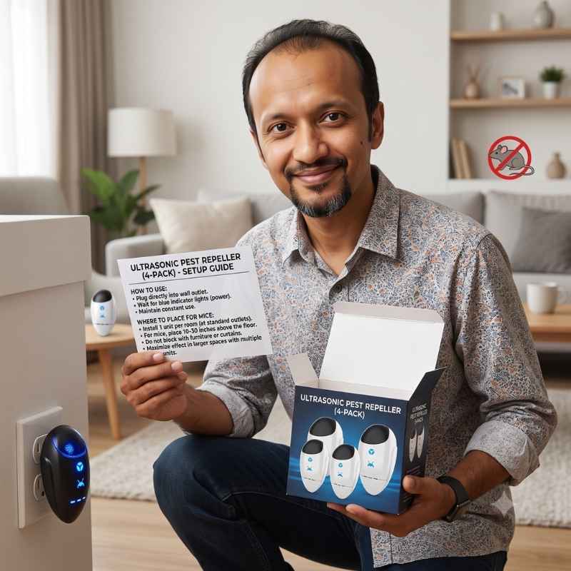 This image shows the product name and how it operates. Best mouse repellent for home