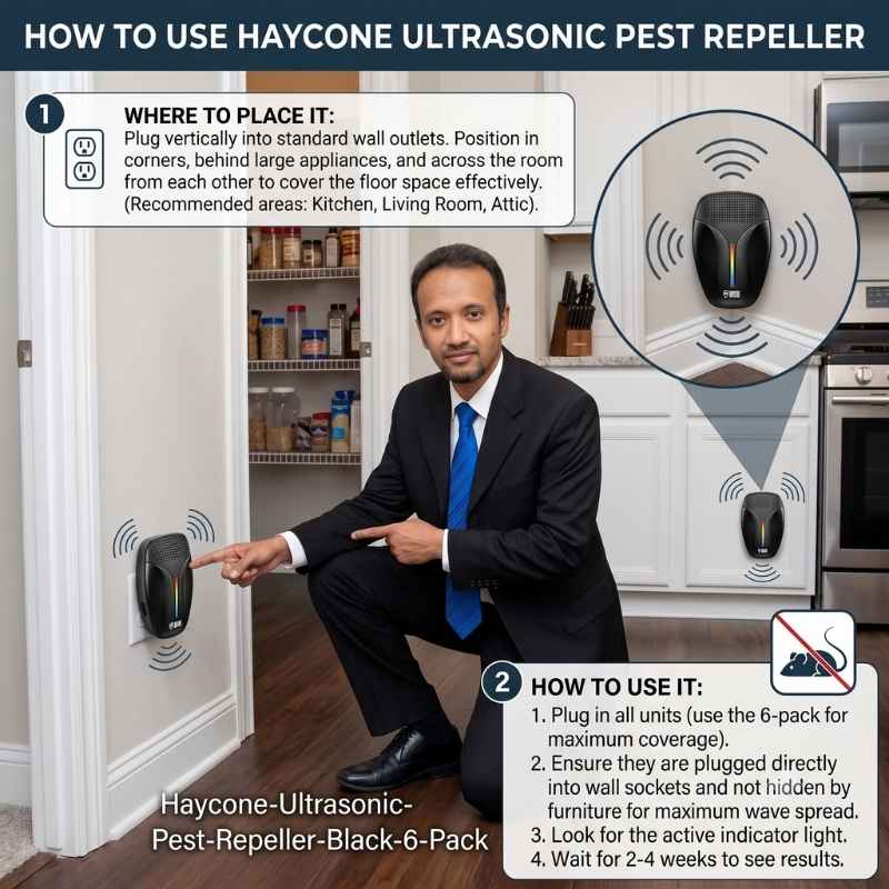 This image shows the product name and how it operates. Best mouse repellent for home