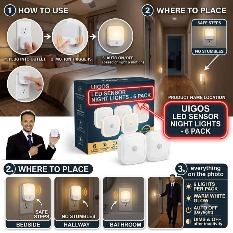 This image shows the product name, and how it operates. Best automated home lighting system